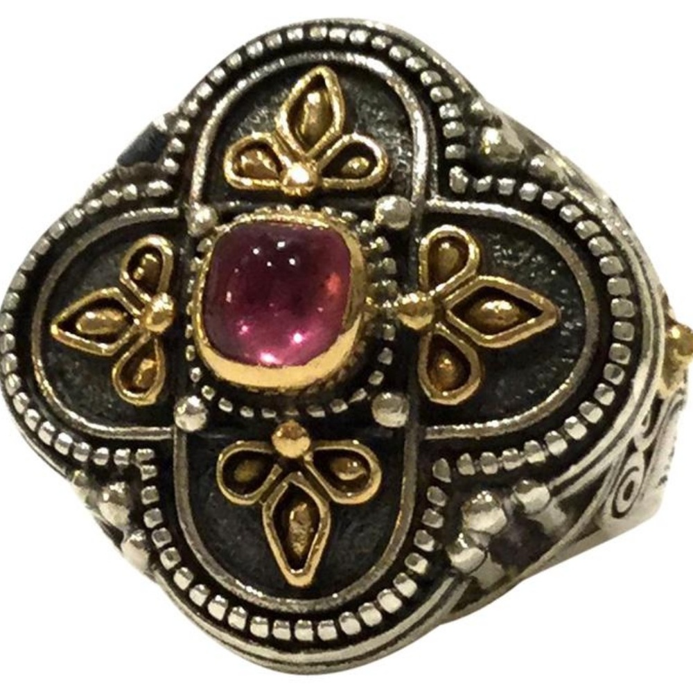 Konstantino pink tourmaline flower ring